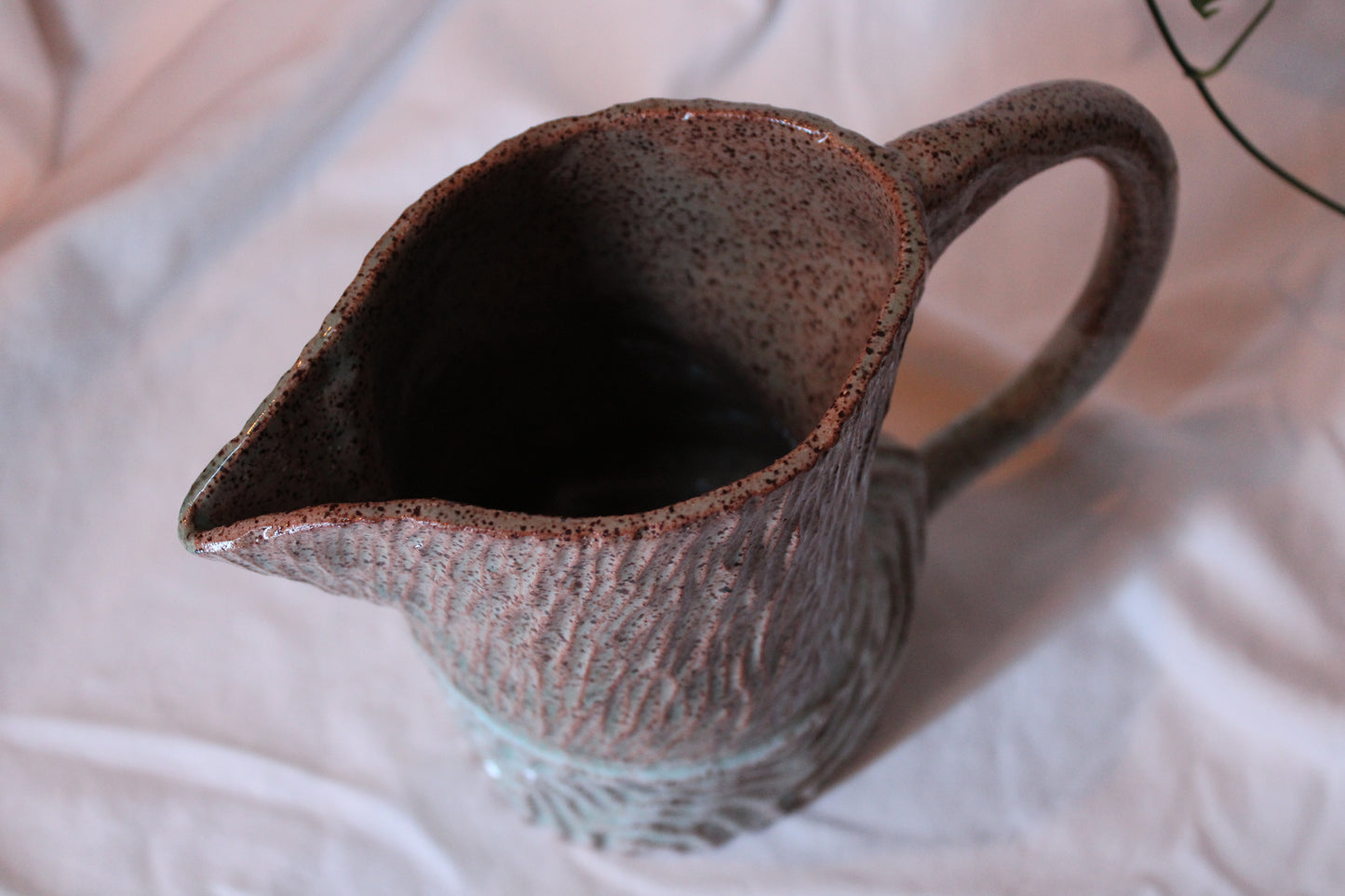 Hand Built, Carved Pitcher